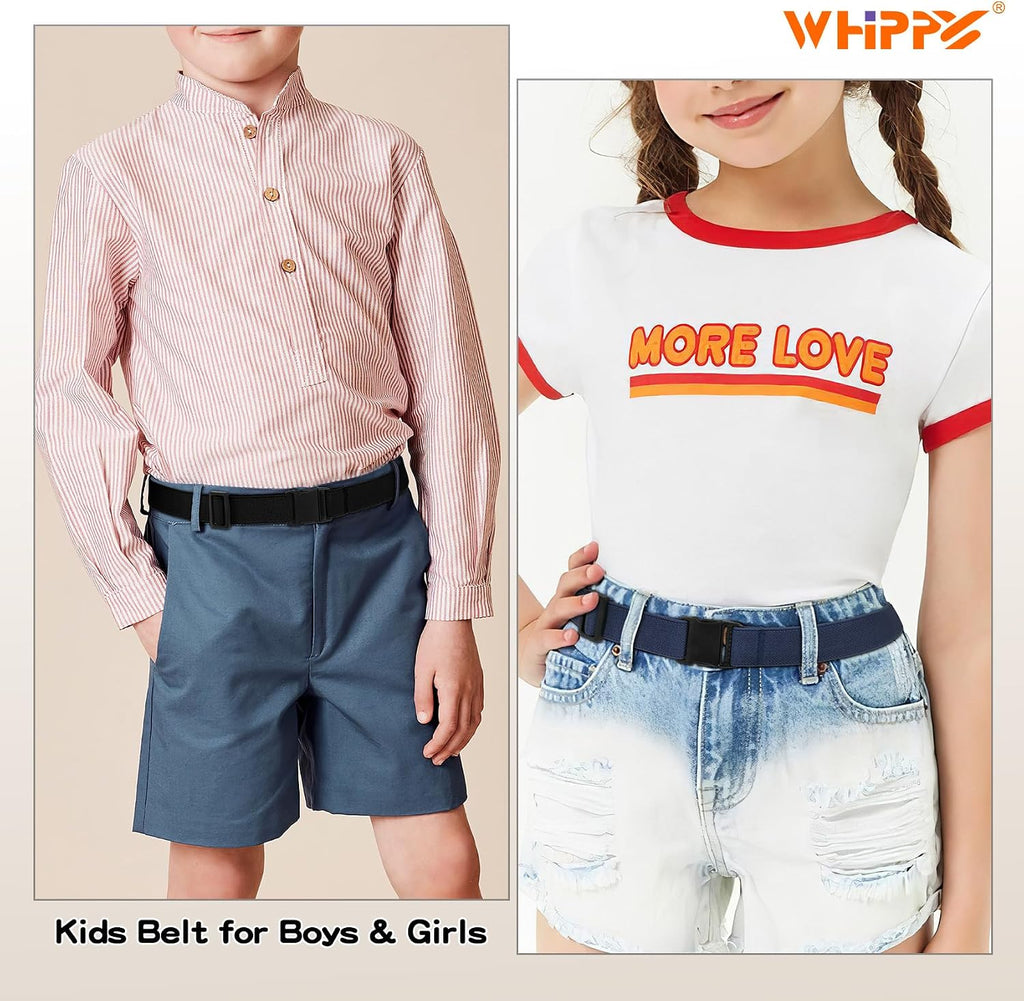 Elastic Kids Belt for Boys Girls - Stretch Invisible Belt with Adjustable Clip Buckle Latch Belts for School Sports