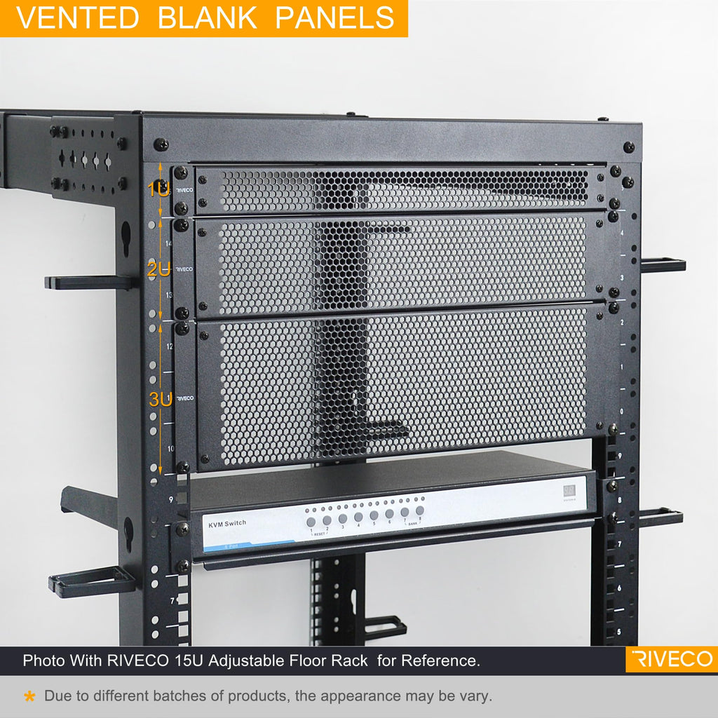 2U Vented Blank Panels for Rack & Cabinets Front Cover Panel 19-Inch Server & Network Rack Mount 2PCS Black