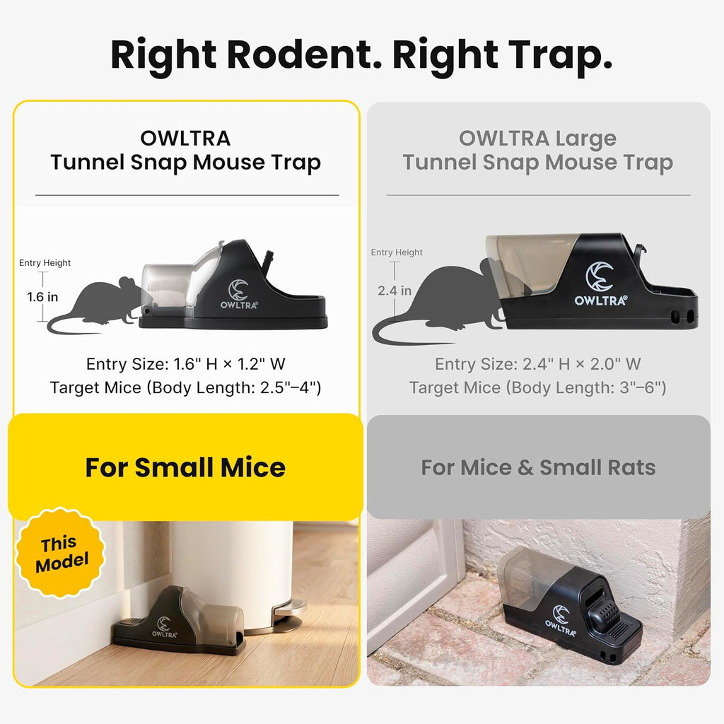 in-/Outdoor Safe Tunnel Snap Mouse Trap 2PCS, Instant Eliminate Rodent Snap Trap with Clear Tunnel Entry, Touch-Free