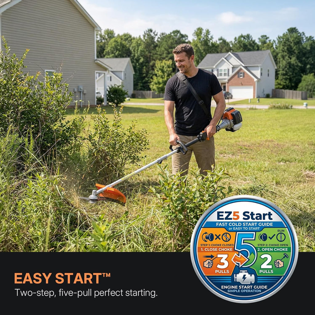 25.4CC 3-in-1 Gas Weed Wacker, 2-Cycle Professional Trimmer & Edger, Heavy Duty Brush Cutter with 40T/3T Blades
