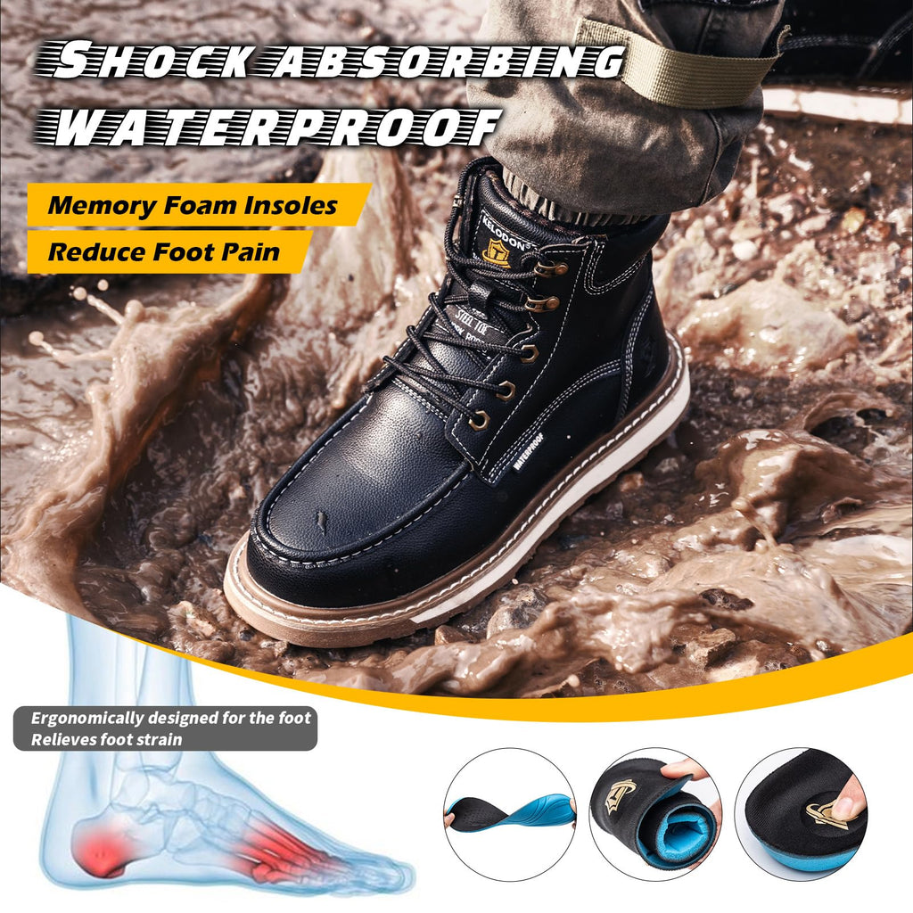 Waterproof Steel Toe Boots For Men Safety Work Shoes,Black Size 11