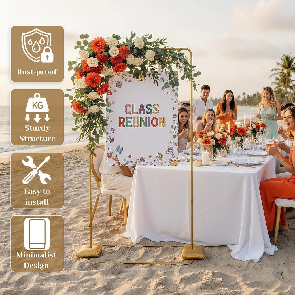 Wedding Welcome Sign Stand, Adjustable 50/68 Inch Metal Sign Holder, Gold | Overall size 68 x 31 x 20 in; ideal for