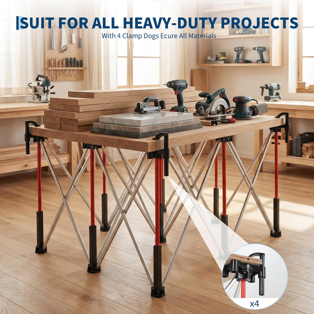 36" Tall Portable Folding Workbench 4x4 ft, 3500lbs Capacity
