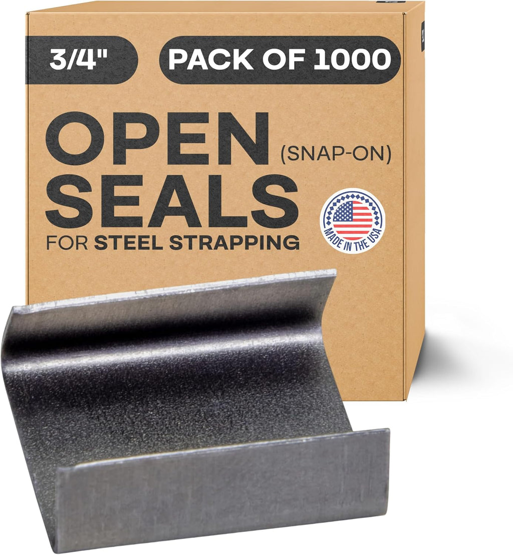 Open (Snap-On) Seals for 3/4" Strap Width Steel Strapping (Pack of 1000) - Superior Holding Power - Sturdy Metal