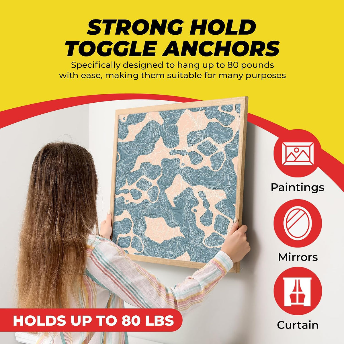 Heavy Duty Drywall Anchors and Screws Kit Including Toggle Anchors & Screws Durable Zinc Plastic Self Drilling