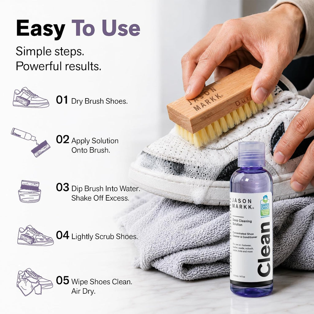 Essential Kit, Shoe Cleaner, 2-Piece Set, Deep Cleaning Solution & Durables Brush, Sneaker Care, Ideal for Footwear