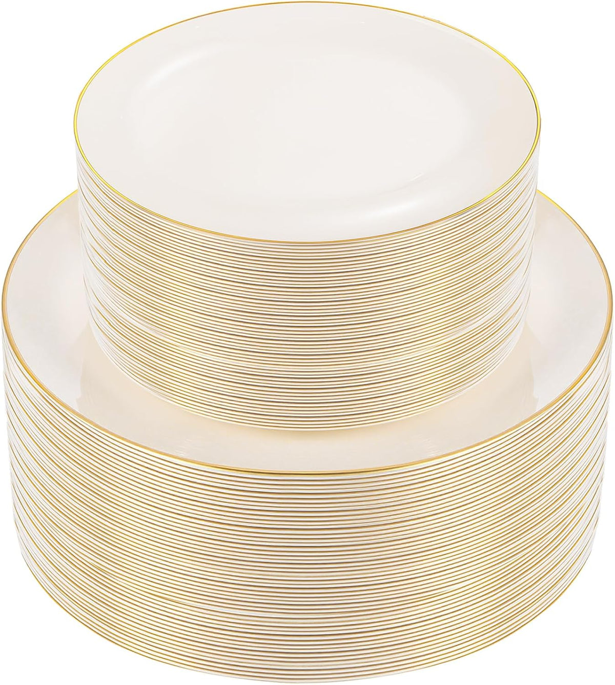 100PCS Ivory Plastic Plates - Cream Plastic Disposable Heavy Duty for Party & Wedding - Include 50 Each (Dinner &