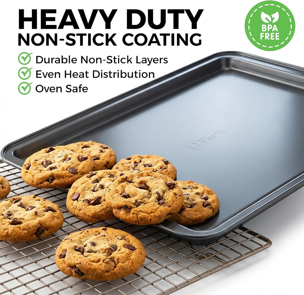 Non-Stick 6-Piece Bakeware Set – Carbon Steel with Even Heat Distribution, Oven Safe to 446°F, BPA-Free, Dishwasher