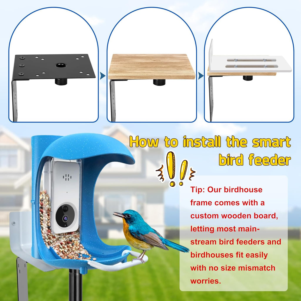 Bird Feeder Pole, 109 Inch Heavy Duty Bird House Pole Kit for Outdoors, with 5-Prong Base Feeding Station for Wild
