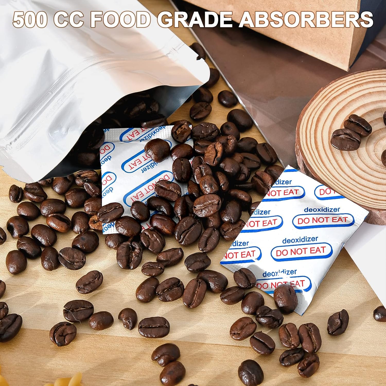 500cc Oxygen Absorbers for Food Storage - 100 Count (20x Packs of 5)