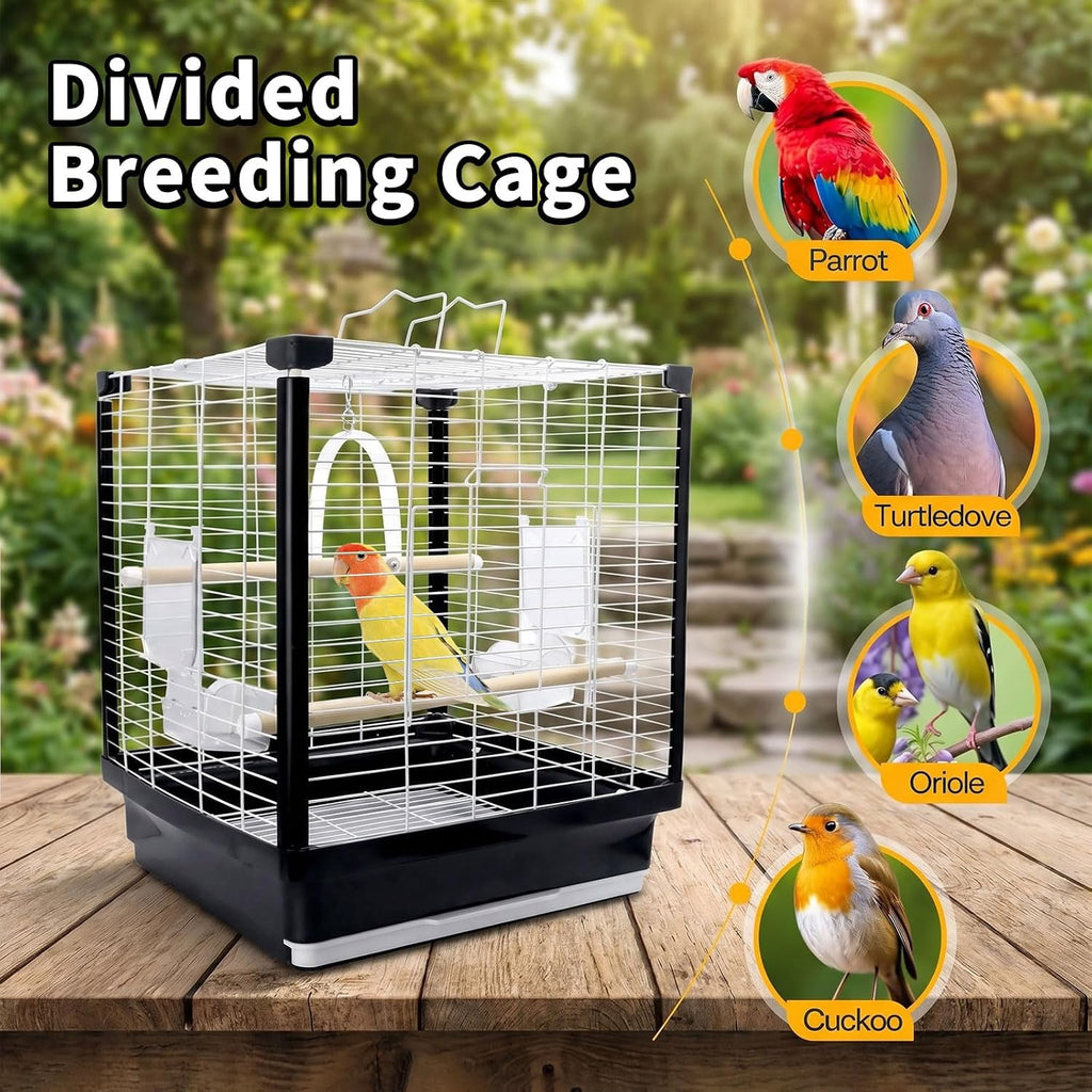 17.5 Inch Small Bird Cage & Travel Carrier – Portable Parrot Cage for Home, Outing, Pet Clinic or Temporary