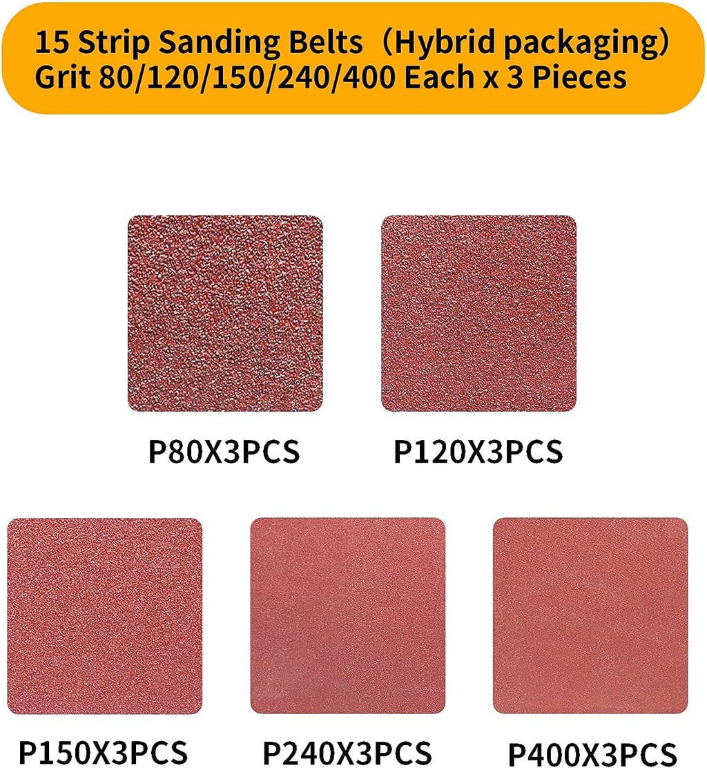 15 Pack 3x21 Inch Sanding Belts 80 120 150 240 400 Grit