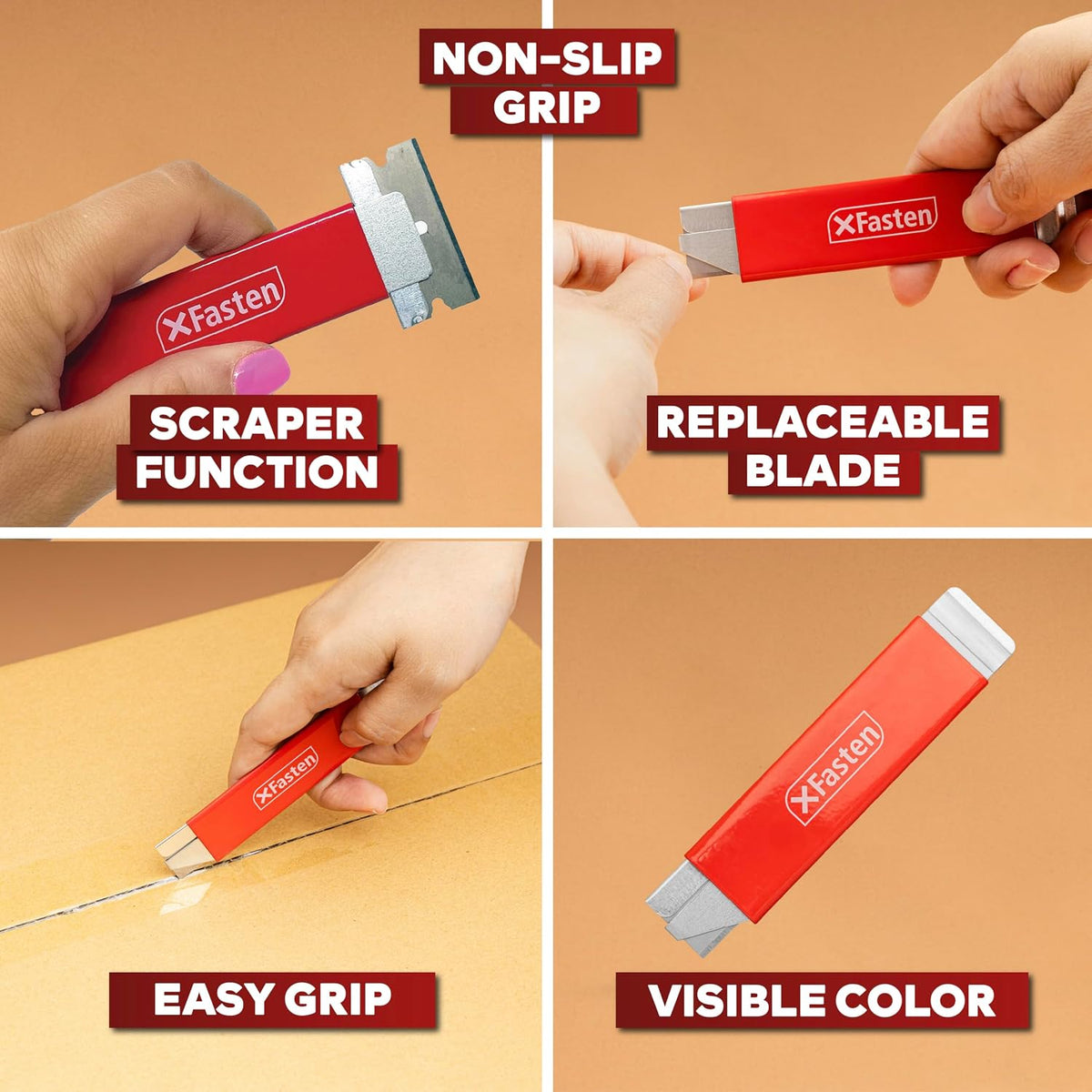 12-Pack Retractable Box Cutters with Safety Scraper Bulk Cardboard and Carton Mini Flat Box Cutter Blades Pack