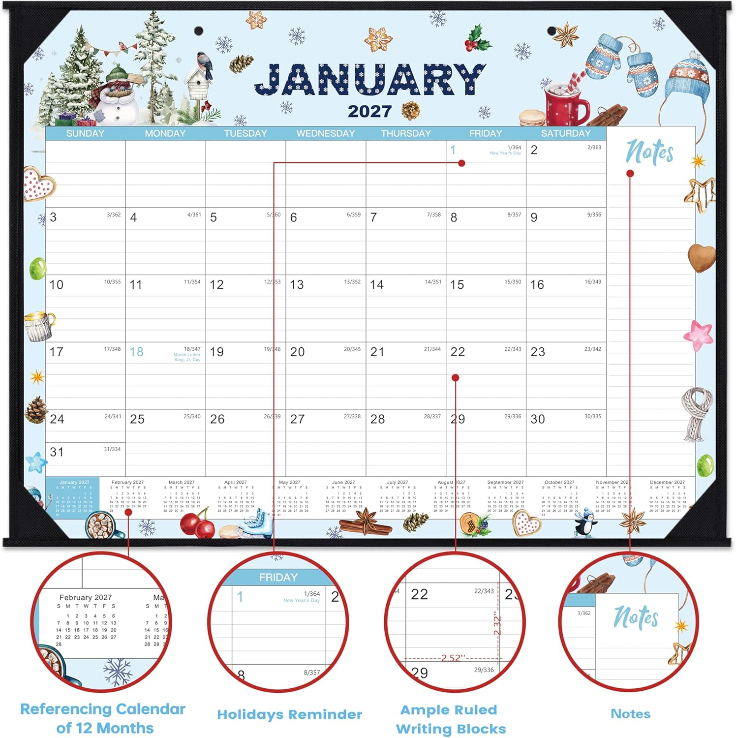 2026-2027 Desk Calendar - Large Desk Calendar 2026-2027, Jul.2026 - Jun.2027, 22" x 17", 12 Months Desktop Calendar