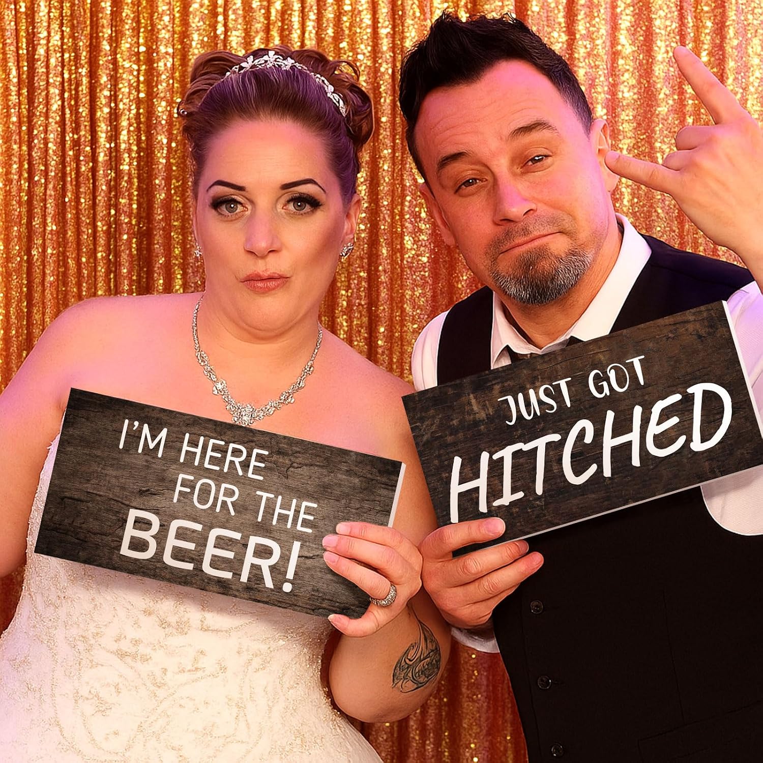 24 Designs Rustic Wedding Photo Booth Props,Double Sided PVC Selfie