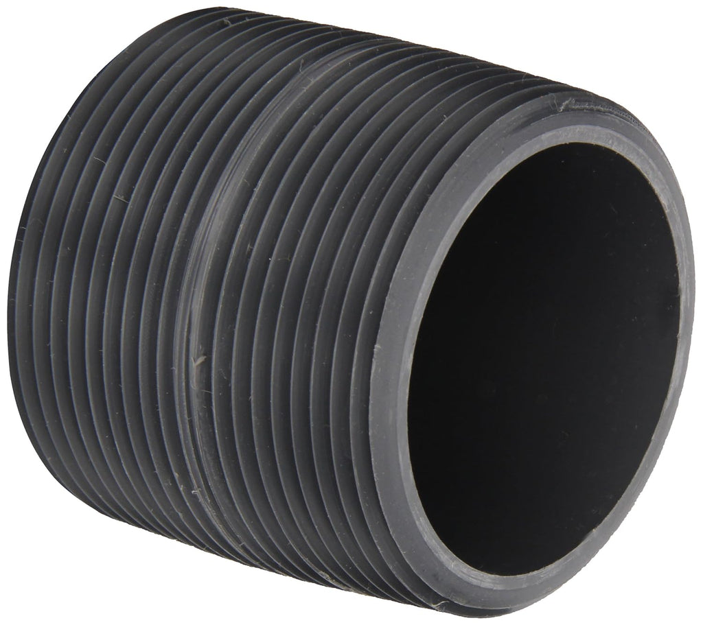 Spears 88 Series PVC Pipe Fitting, Nipple, Schedule 80, Gray, 1" NPT Male, 2" Length