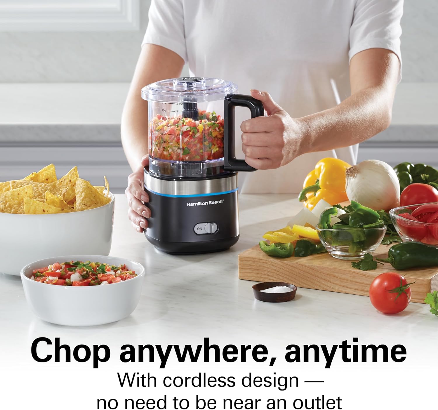 Powerful Cordless Mini Food Processor & Vegetable Chopper | 4 Cup Capacity | Fast Recharging, Includes Power Adapter