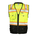 Premium Black Series Men's Surveyors Vest S5002, Class 2 Hi-Vis Safety Vest, 10 Pockets with Reinforced Front Zipper