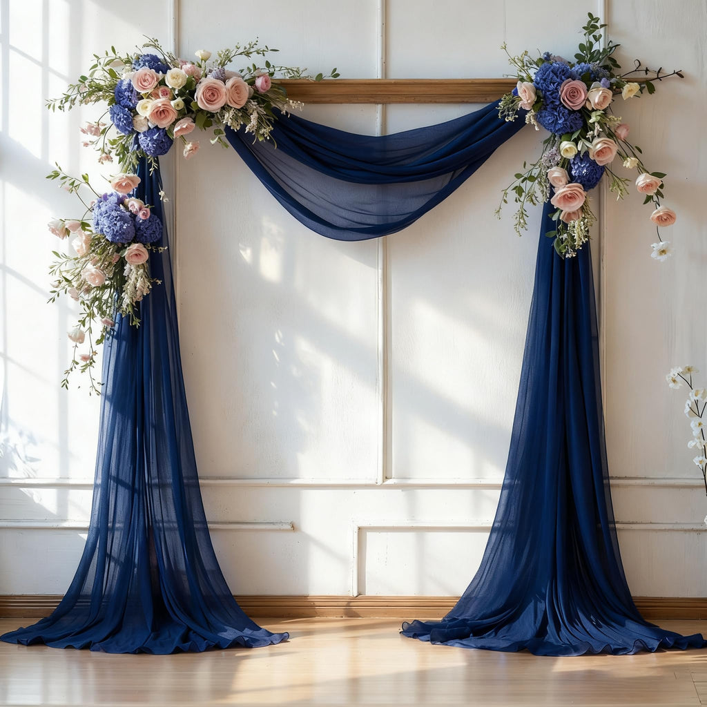 Navy Blue Wedding Arch Draping Fabric 28" x19FT Sheer Curtain Drapes