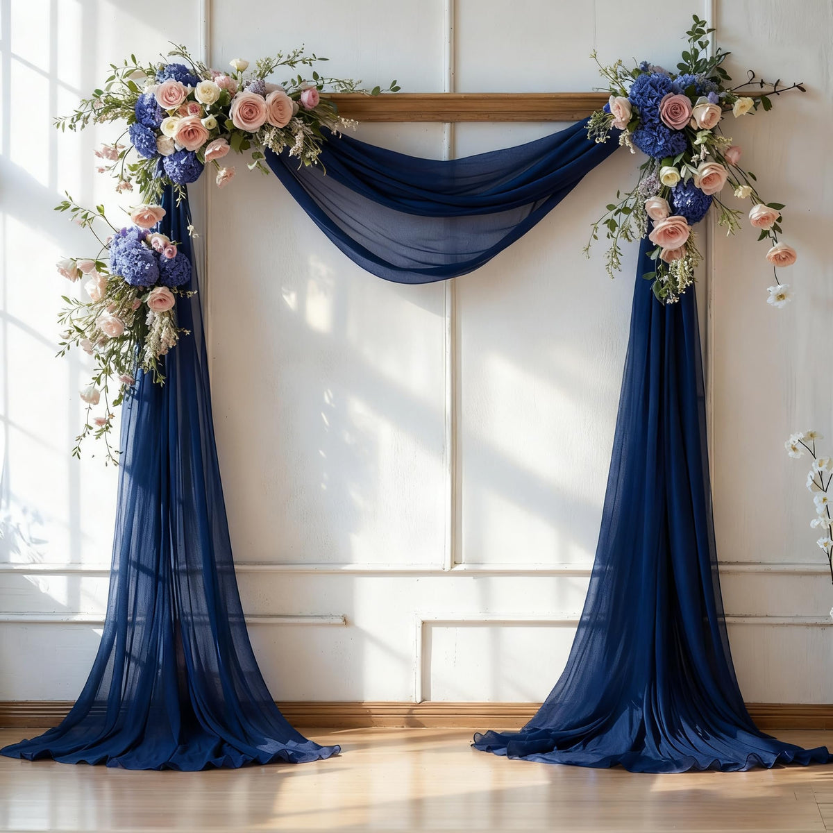 Navy Blue Wedding Arch Draping Fabric 28" x19FT Sheer Curtain Drapes