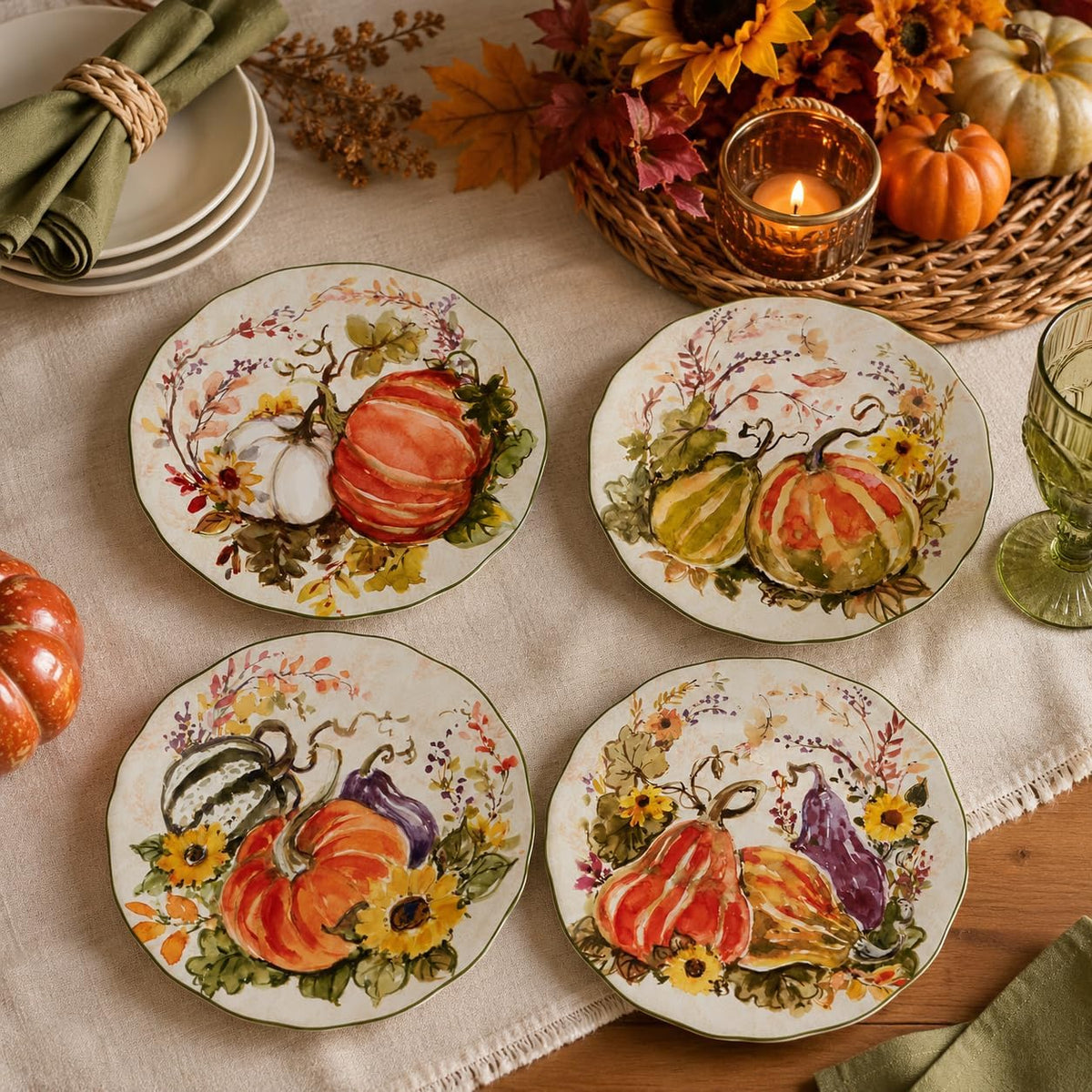 Harvest Morning Salad/Dessert Plates, Multicolor, Medium, Set of 4