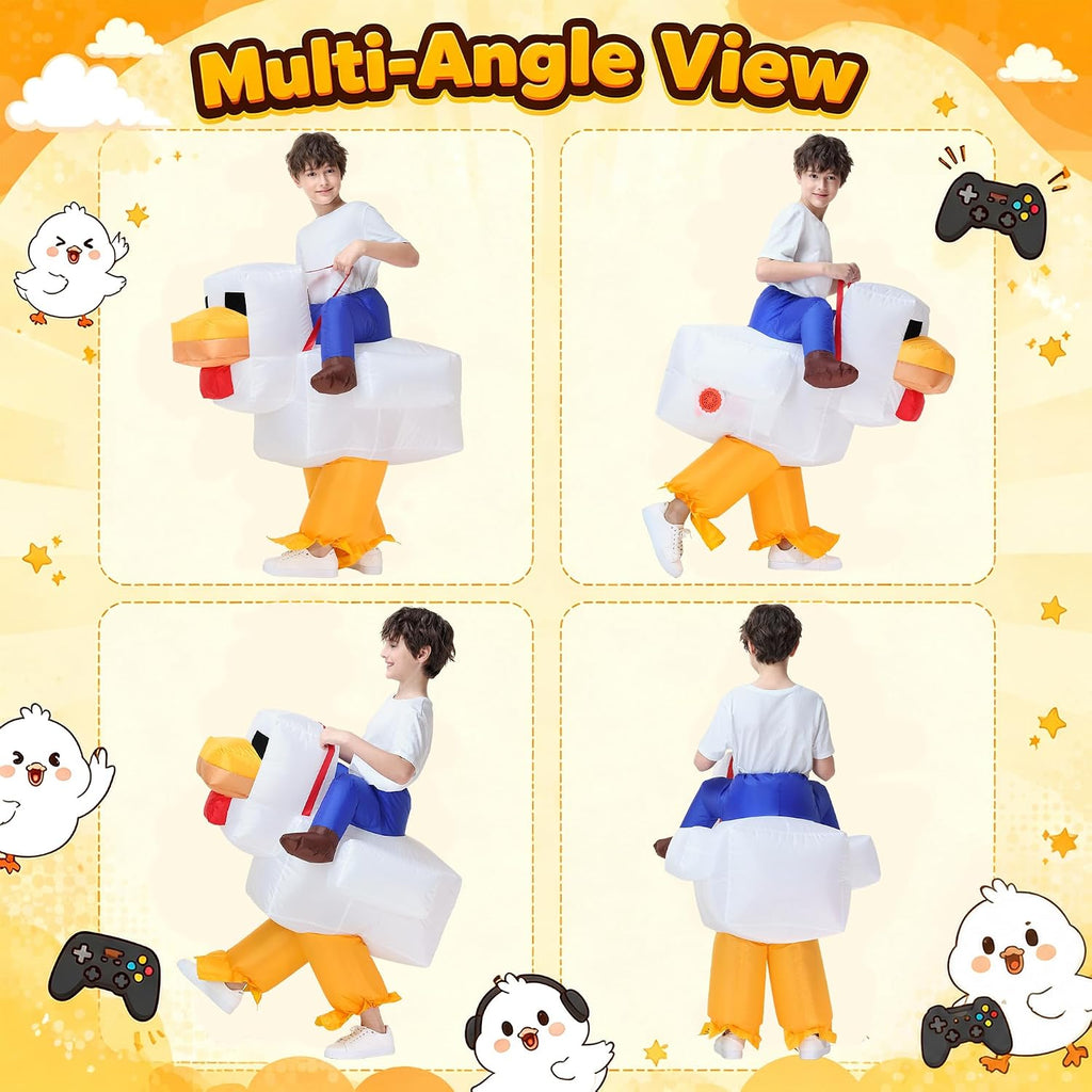 Inflatable Chicken Costume for Kids,Halloween Blow Up Costumes Ride On Rooster Costume Funny Costumes for Boys Girls
