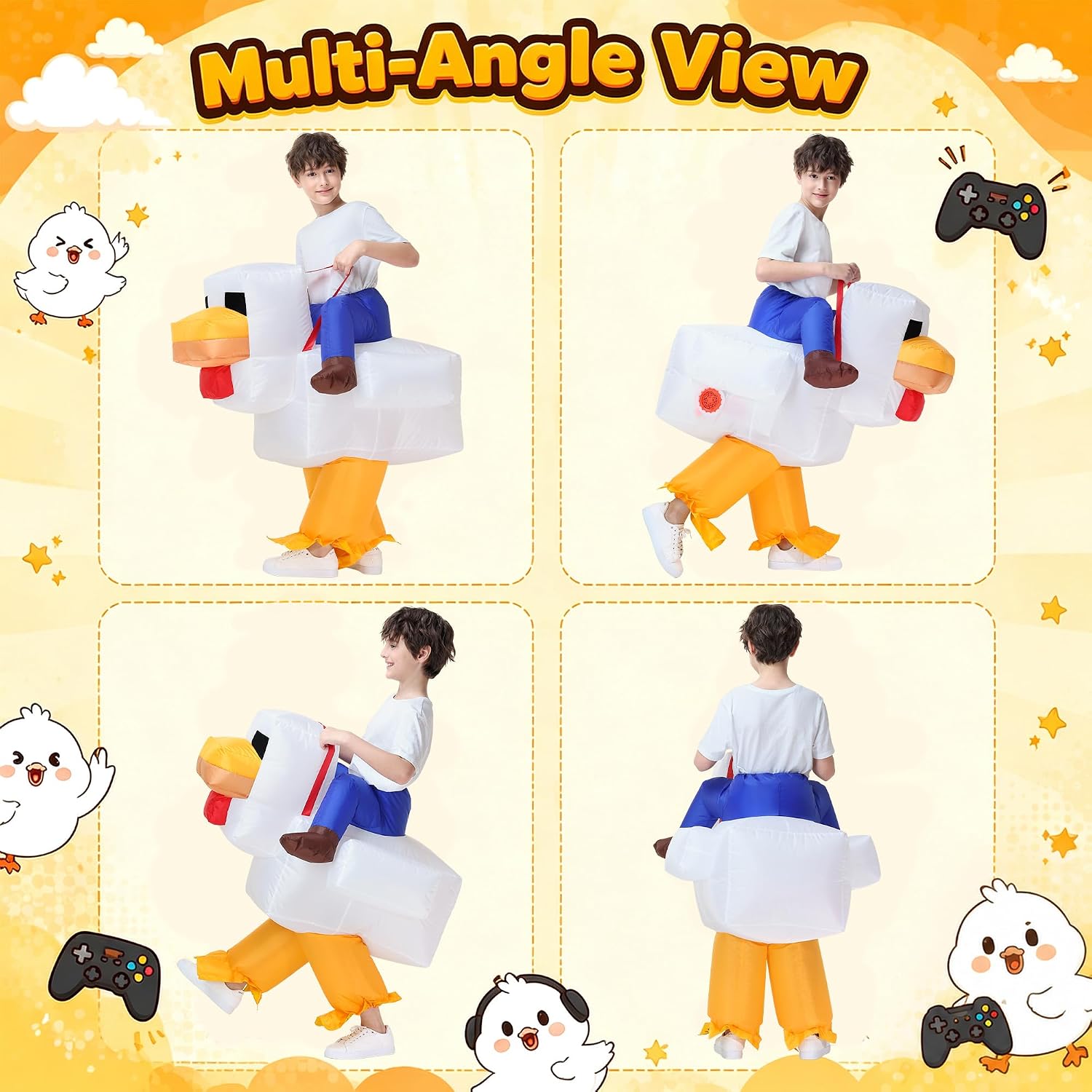 Inflatable Chicken Costume for Kids,Halloween Blow Up Costumes Ride On Rooster Costume Funny Costumes for Boys Girls