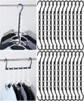 Space Saving Hangers for Clothes, 24 pcs, 5 Slots, Bulk Plastic, Collapsible Hangers with 360° Swivel Hook, Hanger