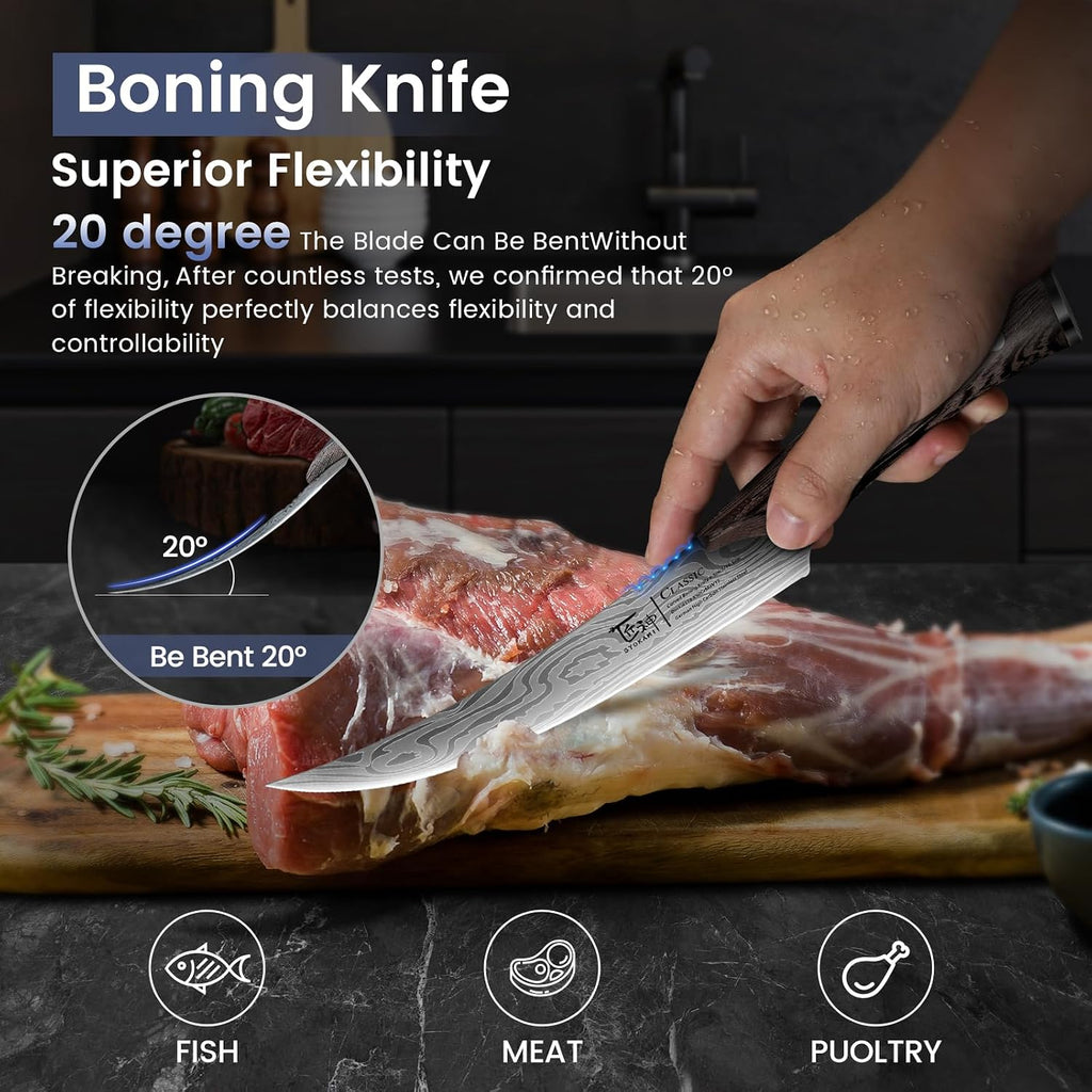 Butcher Knife Set, Cleaver, Breaking & Boning Knife for Meat & BBQ