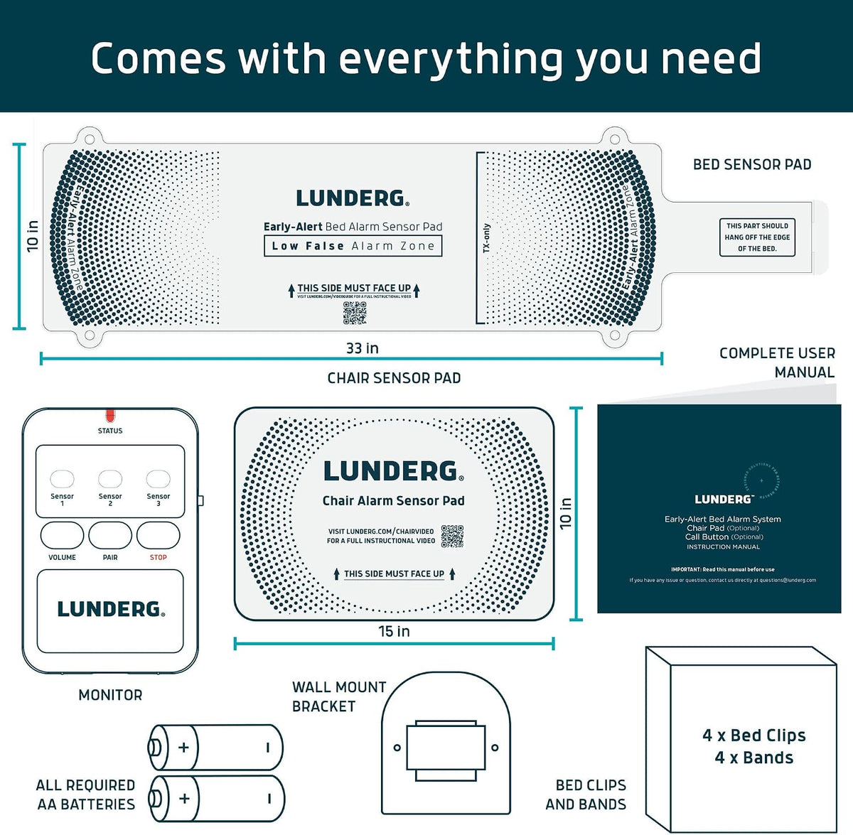 Wireless Early Alert Bed & Chair Alarm Set for Elderly