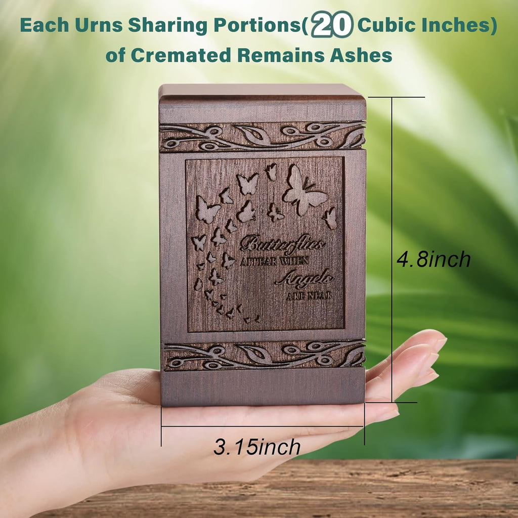 Small Keepsake Sharing Urn for Ashes Wooden Mini Urn 20 Cubic Inches