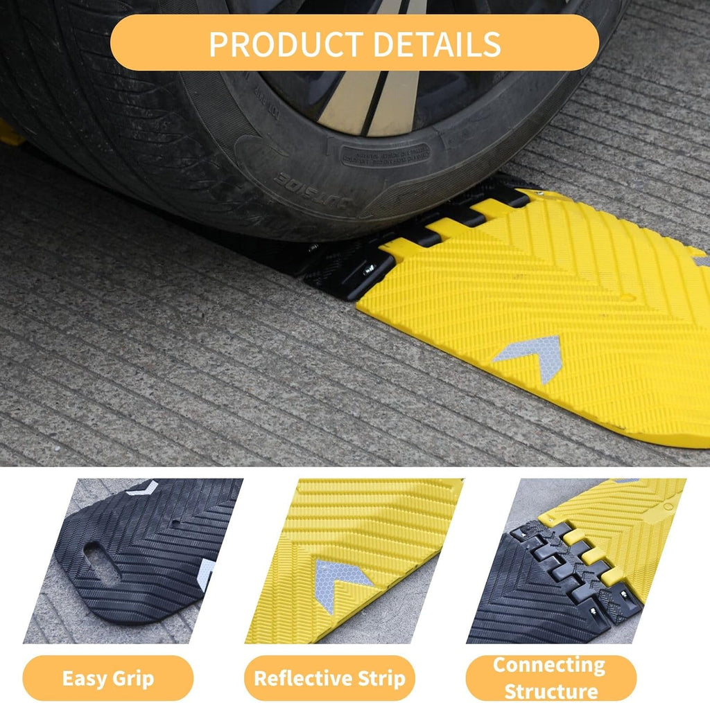 Collapsible Speed Bumps for Road - 10 Ft Portable Traffic Hump for Driveway, Parking, Asphalt to Gravel (Portable