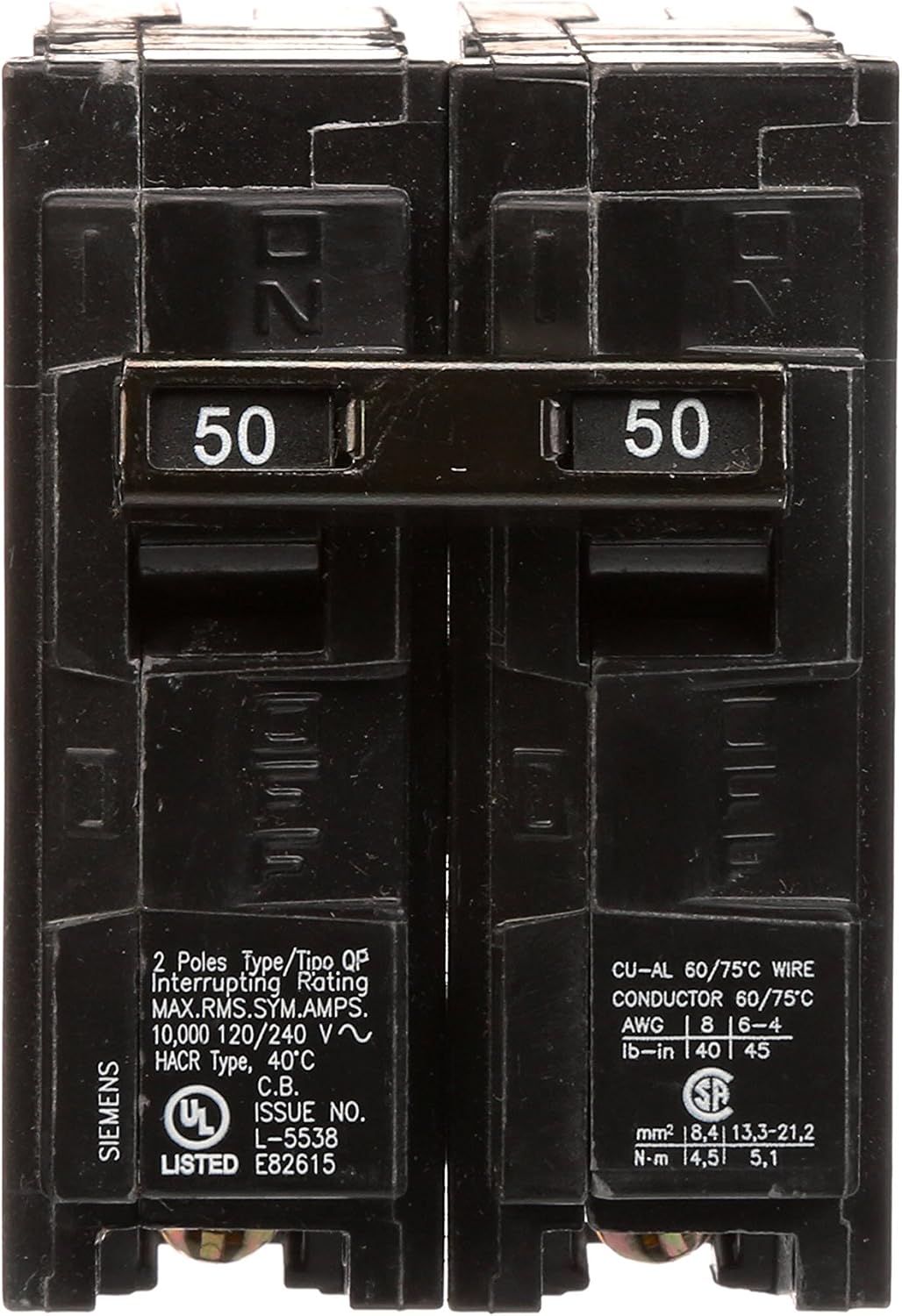Siemens Q225 25-Amp & Q250 50-Amp Double Pole Type QP Circuit Breakers