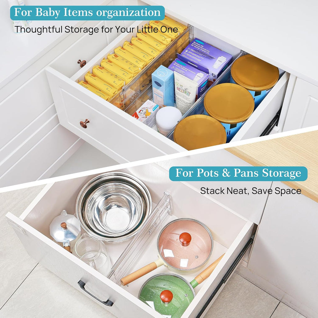 8 Pack 6" Tall Upgrade Drawer Dividers for Big and Deep Drawer, 12.8"-22.3" Adjustable Expandable Dresser Drawer