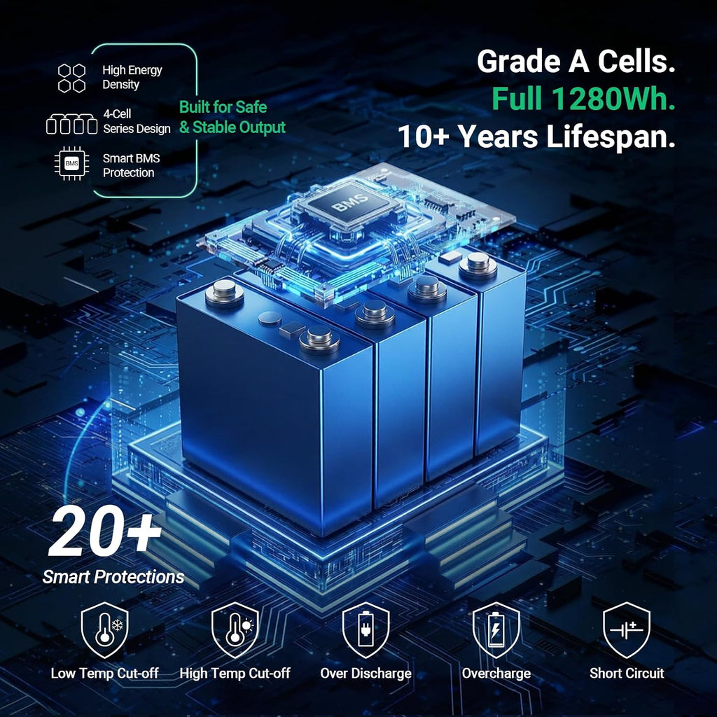 12V 100Ah LiFePO4 Battery, Group 22NF Mini, BMS, LED Meter, 1280Wh | Deep Cycle, Low Temp Protection, 10-Year Life