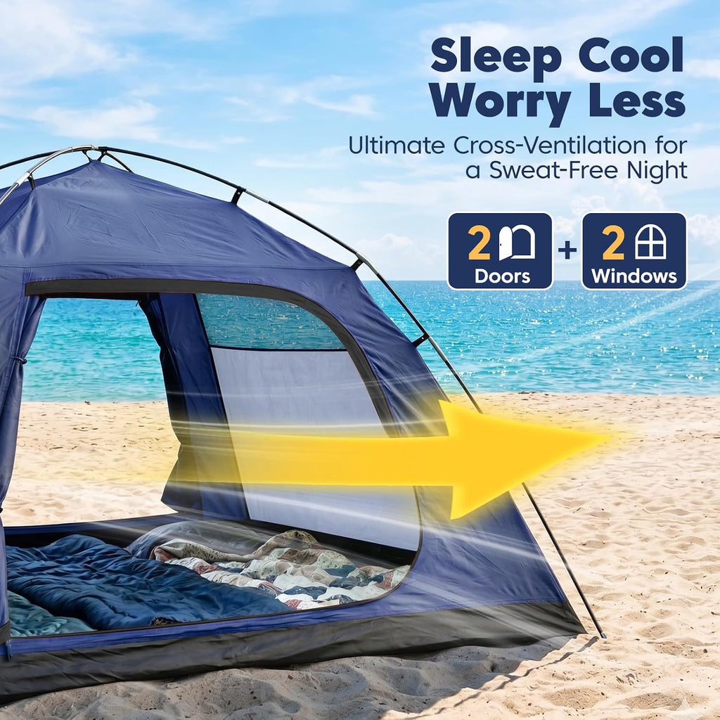 4 Person Tents for Camping Waterproof, Windproof Dome Tent with Rainfly, Easy Setup Portable Tent for Outdoor Camping