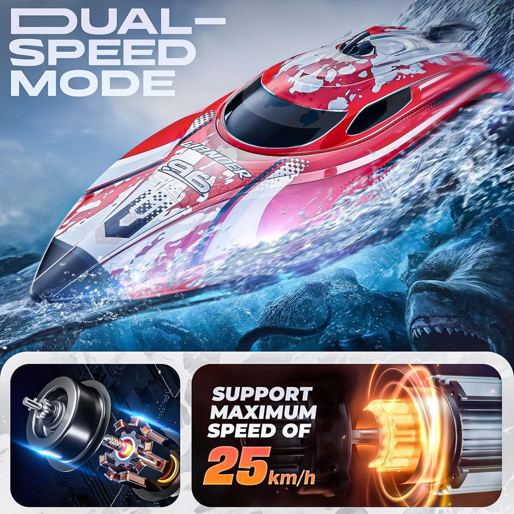 RC Boat TX126-12 Inch Remote Control Boat for Lakes and Pools | 25 KPH High Speed; Waterproof Design; 700mAh