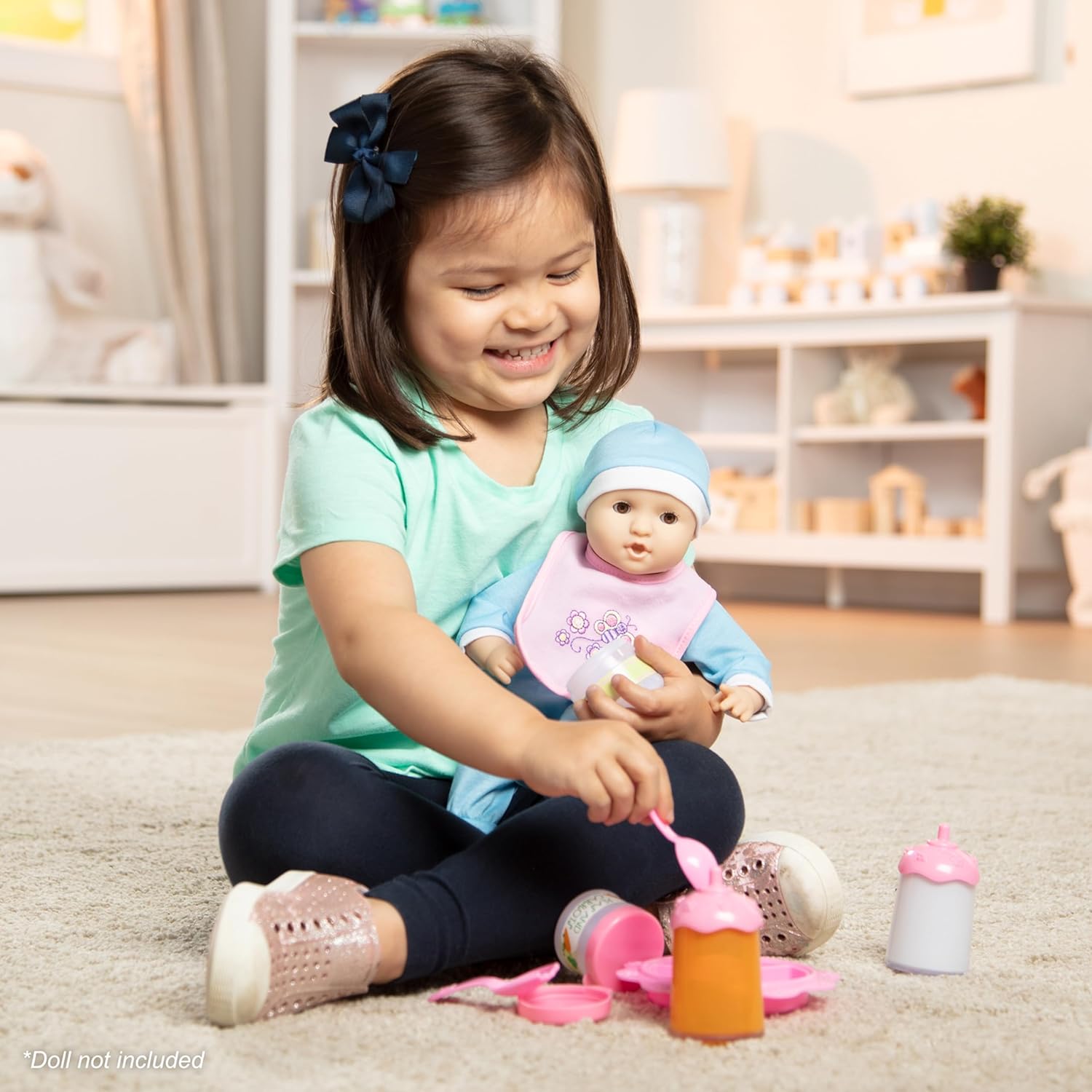 Melissa & Doug Mine to Love Baby Food & Bottle Play Set for Feeding Dolls Baby Doll Feeding Set, Disappearing Milk