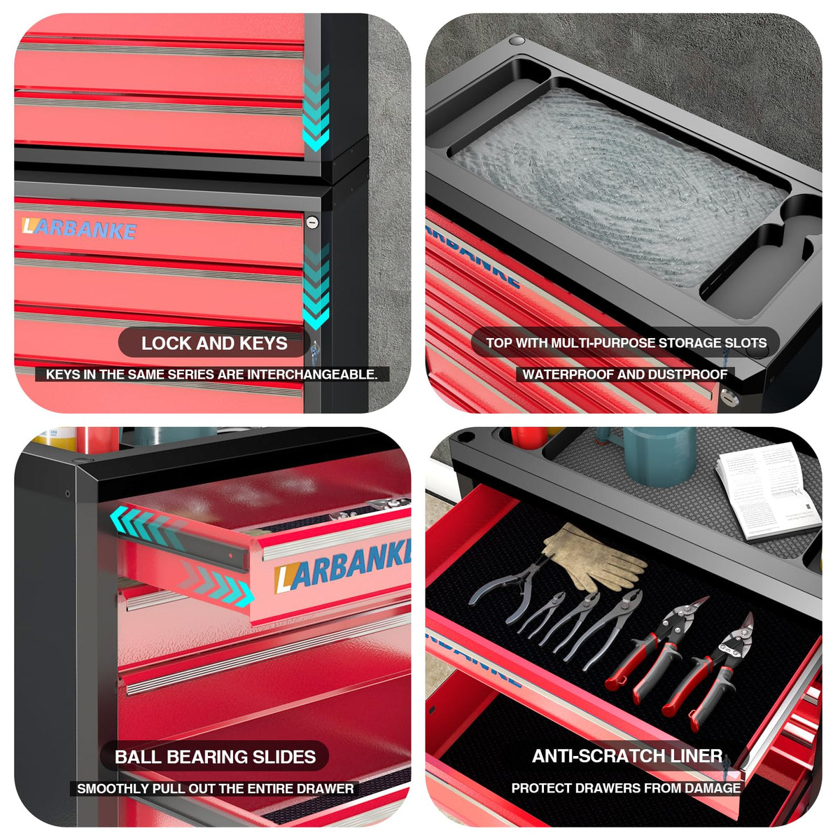5 Drawer Rolling Tool Chest with Wheels,Lockable Tool Cabinet
