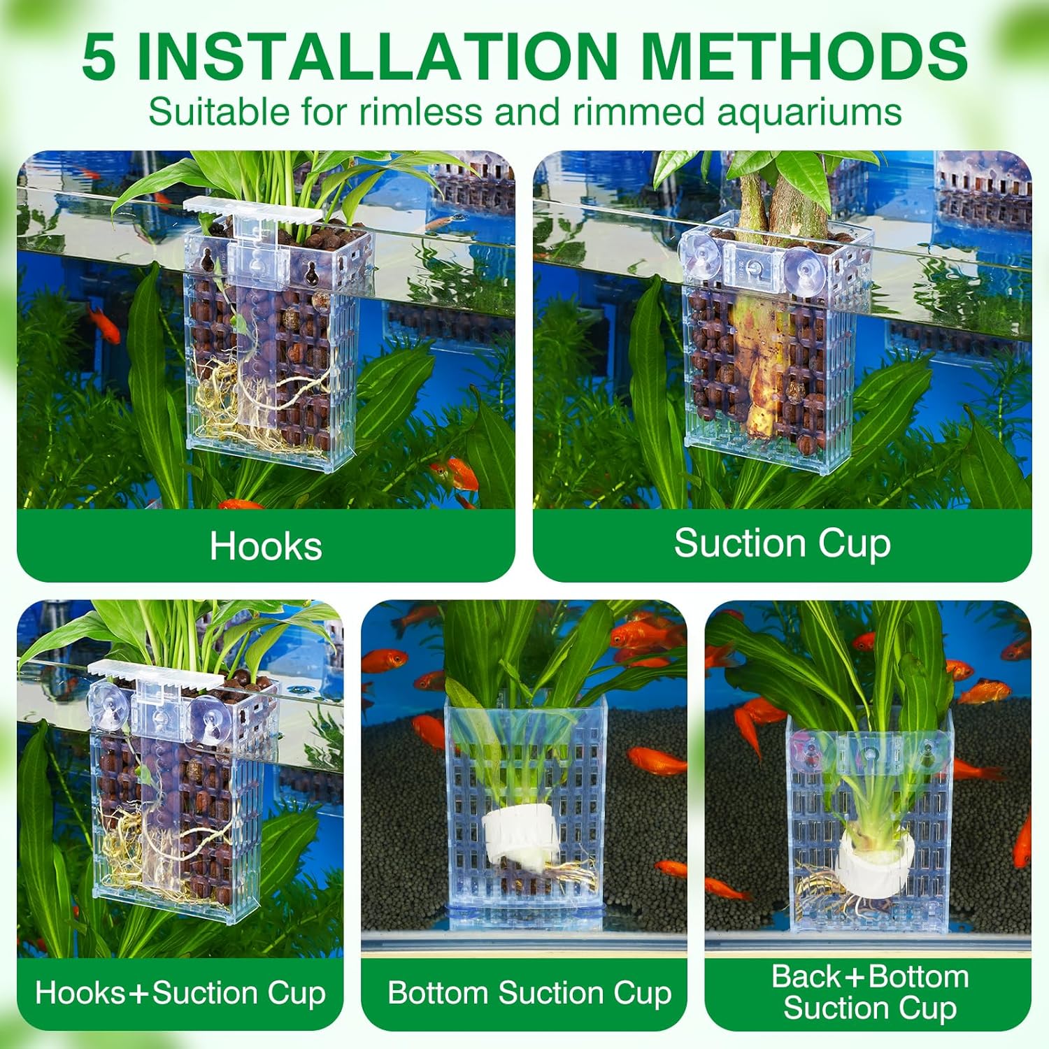 2026 Latest Upgraded Aquarium Plant Holder Adjustable Height with Extendable Hook and Suction Cup for Fish Tank