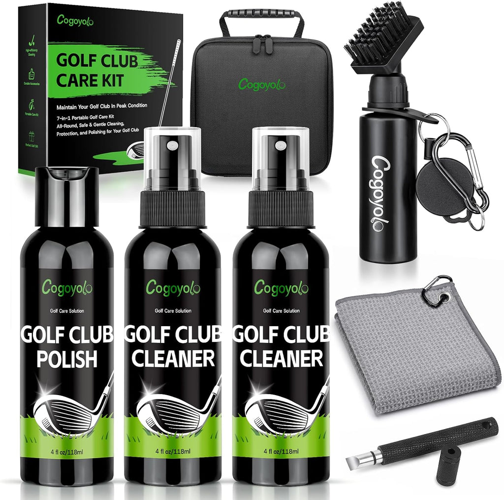 Golf Club Care Kit-Golf Club Cleaner,Polish,Grip Cleaner&Sharpener Tool