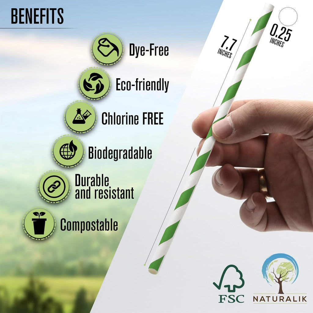 300-Pack Multi-Color Extra Durable Paper Straws - Biodegradable Premium Paper Straws for Juices, Restaurants and