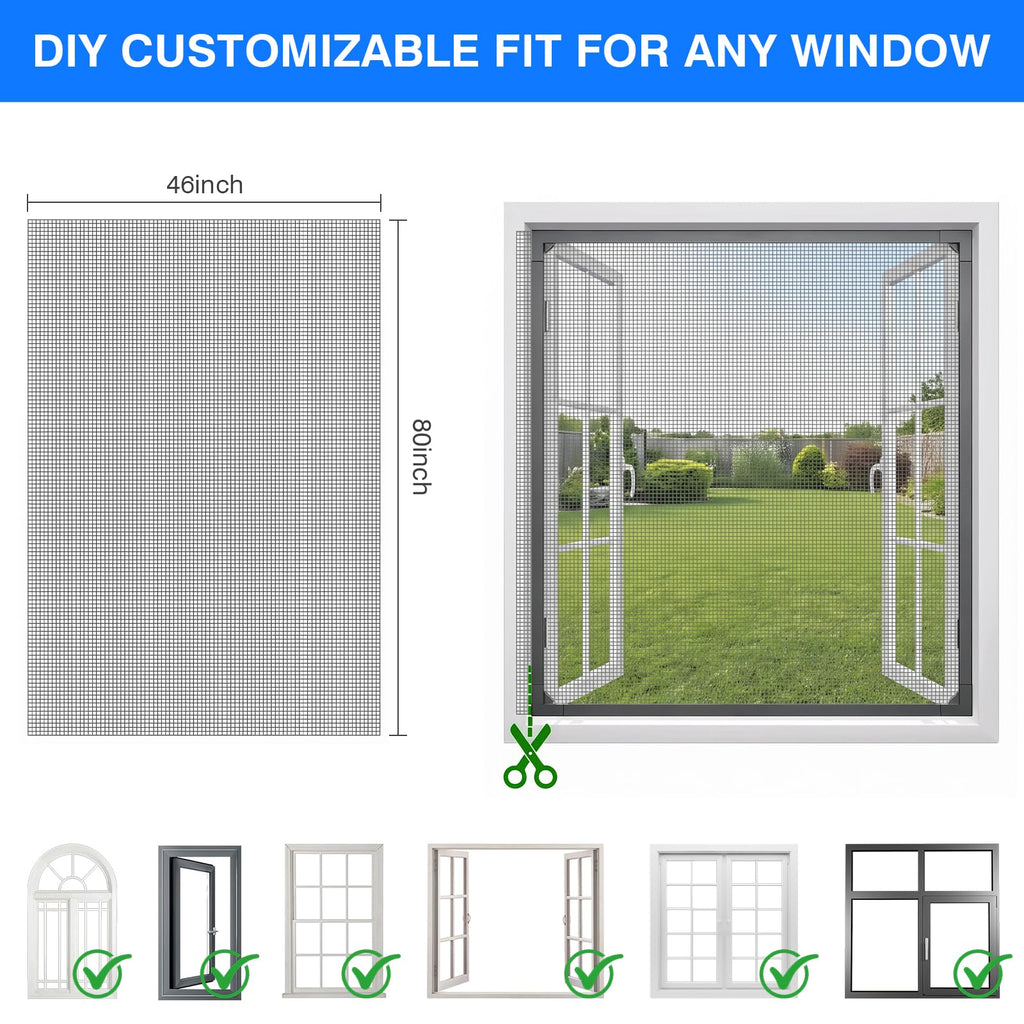New Upgraded Adjustable DIY Magnetic Window Screen Max 39"x59"