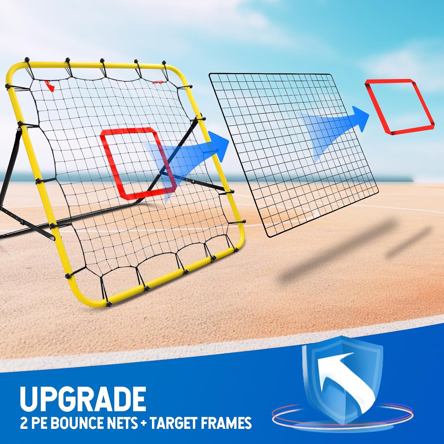 Soccer Rebounder Bounce Back Net,Baseball Rebounder Net, Adjustable Angle All Ages Volleyball Rebounder Training