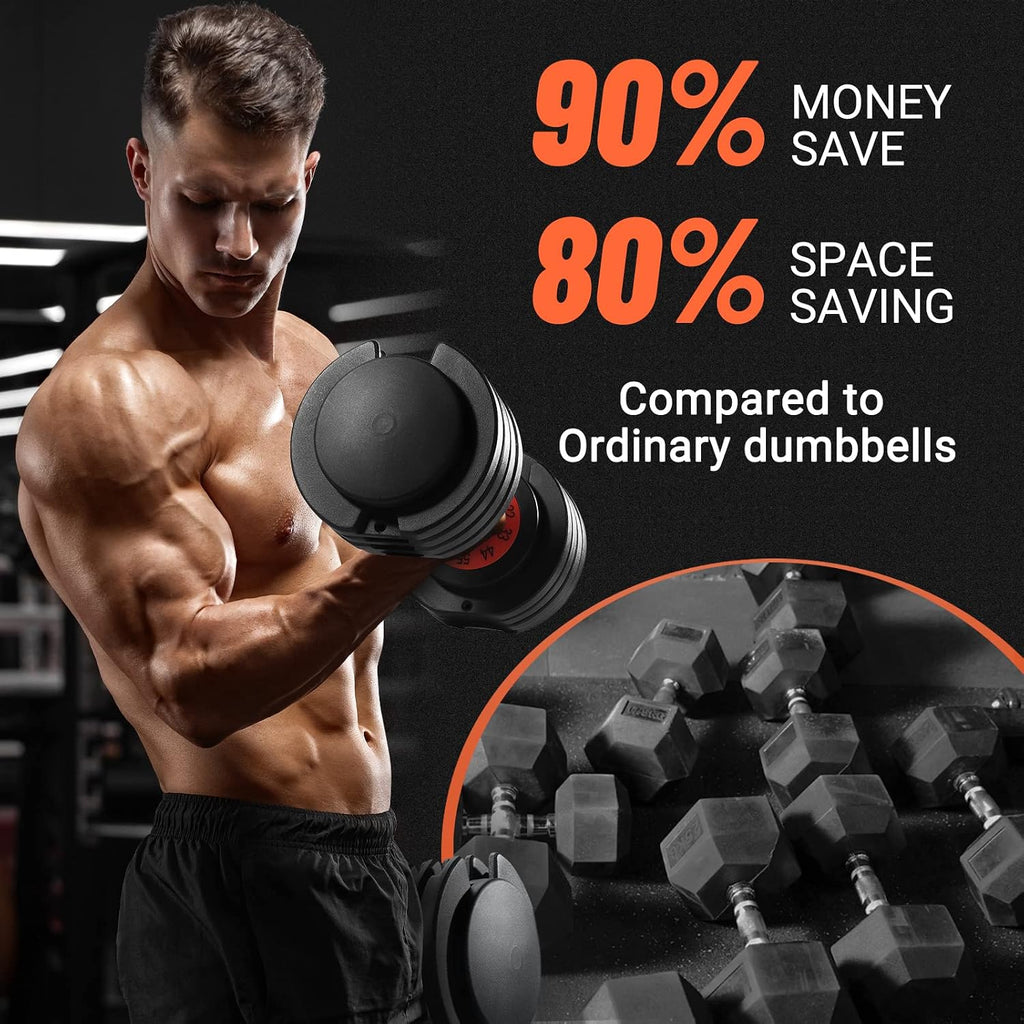 25/50/55 lbs Pair Adiustable Dumbbell Set, Adiust Dumbbell Weight for Exercises Pair Dumbbells for Men and Women in Home