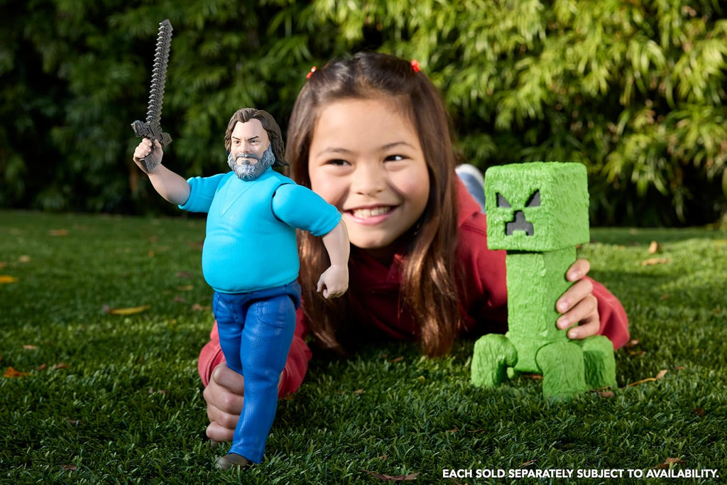 Minecraft Large-Scale Action Figure, 12-inch Posable Steve Toy Collectible Inspired by A Minecraft Movie