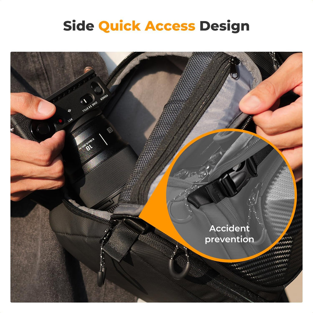 Camera Sling Bag, Hardshell Camera Case with Tripod Holder | EVA Hardshell + Soft Foam, 10L Side Quick Access, Travel