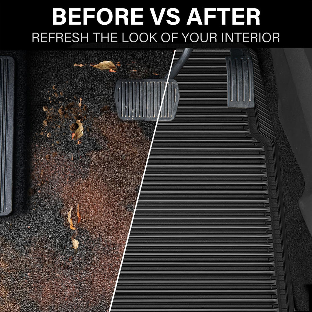 Rubber Floor Mats, All Weather Full Set 4-Piece, Waterproof Automotive Mats Trim to Fit Most Cars Sedans SUVs Vans