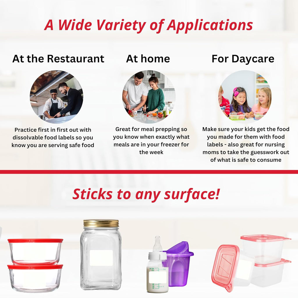 2x3 Dissolvable Food Labels, 1000 Food Container Stickers, Blank