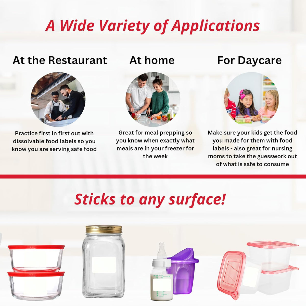 2x3 Dissolvable Food Labels, 1000 Food Container Stickers, Blank